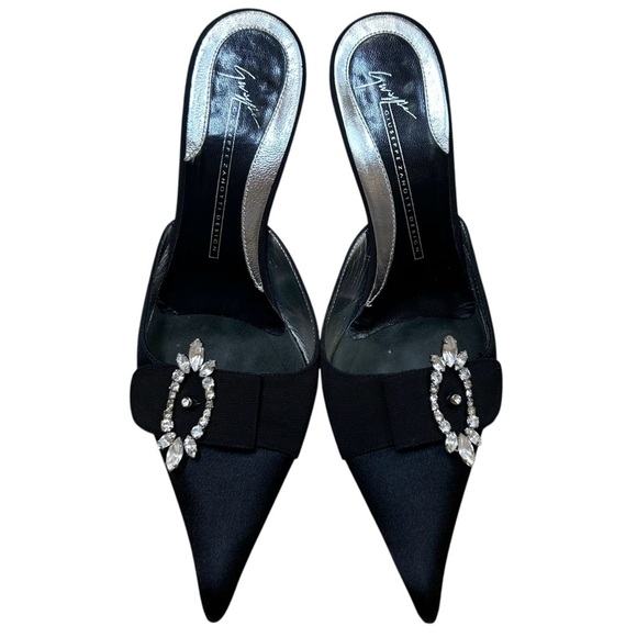 Giuseppe Zanotti, Size 39 (9 US), Black - Vintage Mule Pumps, Silver Rhinestone - Picture 7 of 15
